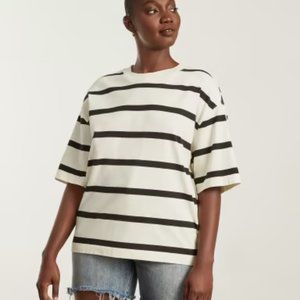 Everlane The Premium Weight Relaxed Striped Tee Shirt Women Organic Cotton New